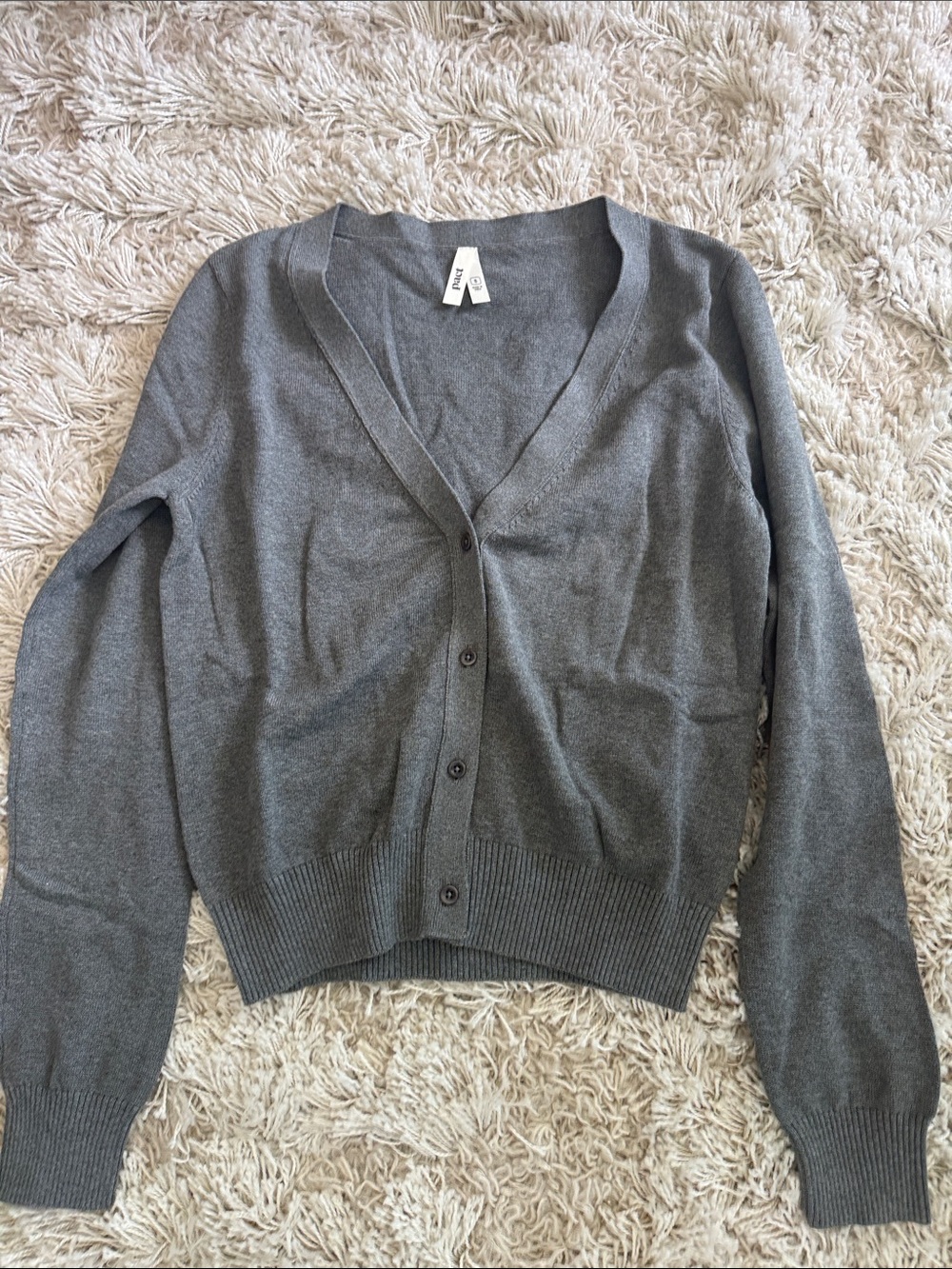 Pact Women's Gray V-Neck Button Cardigan